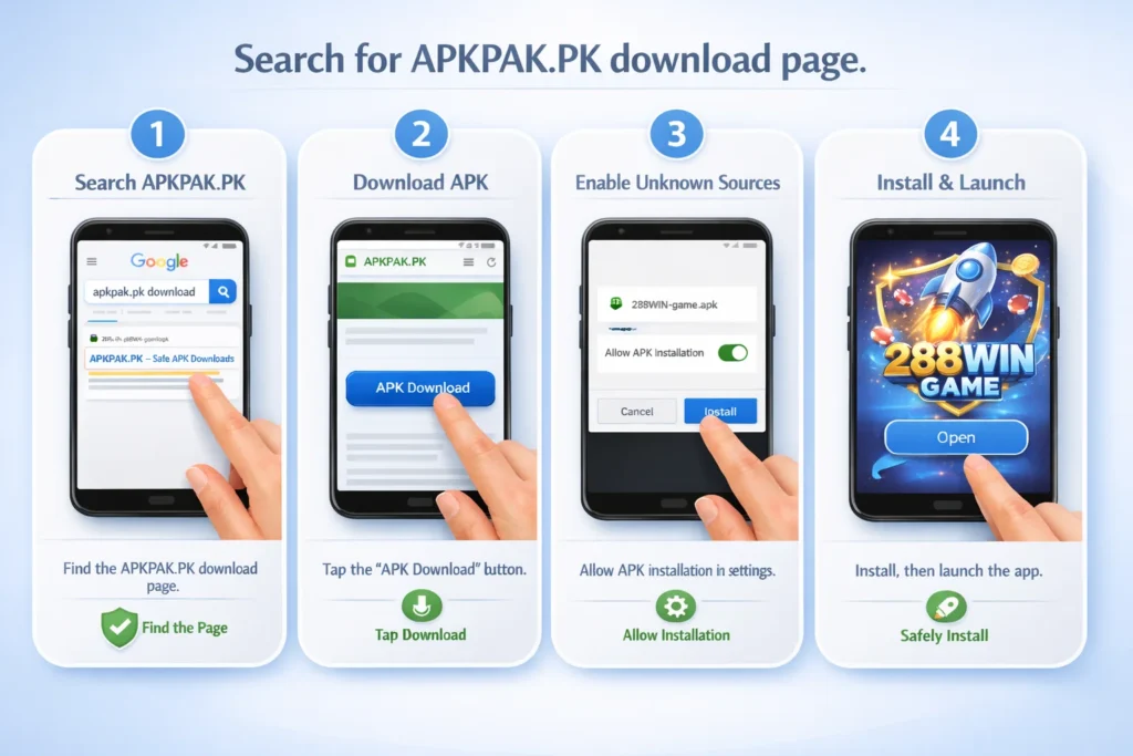 steps to download 288win game apk