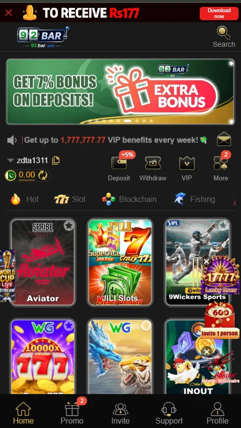 92bar game rewards
