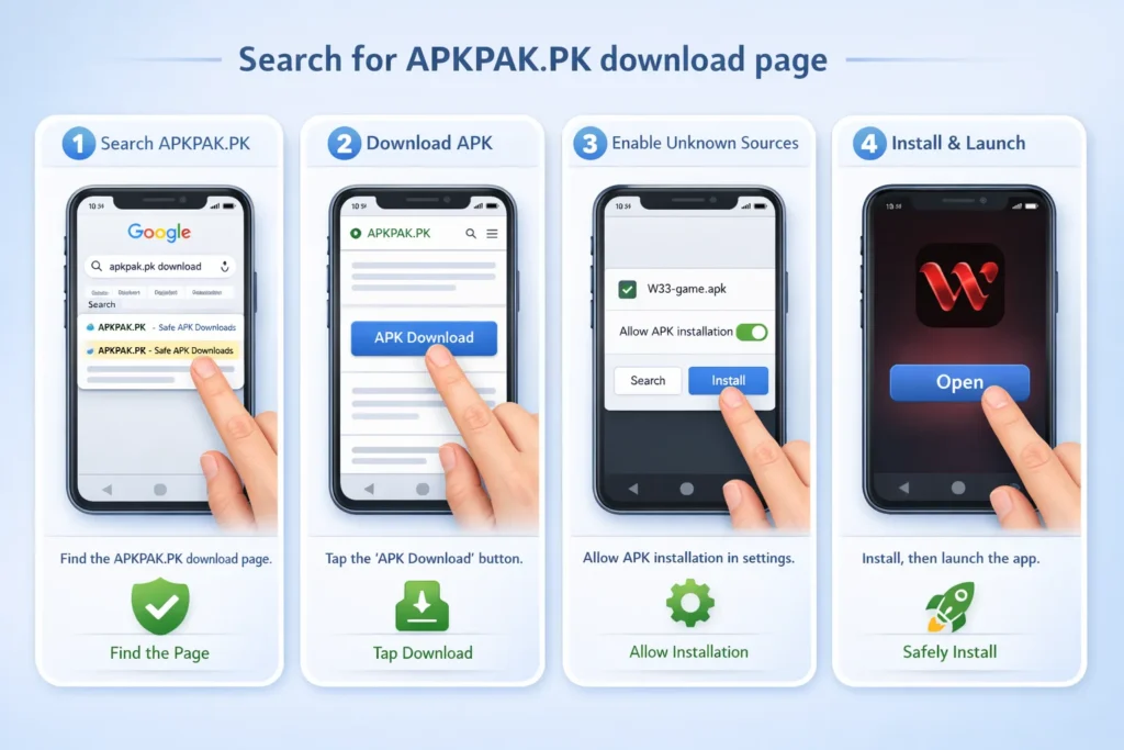 steps to download and install w33 game