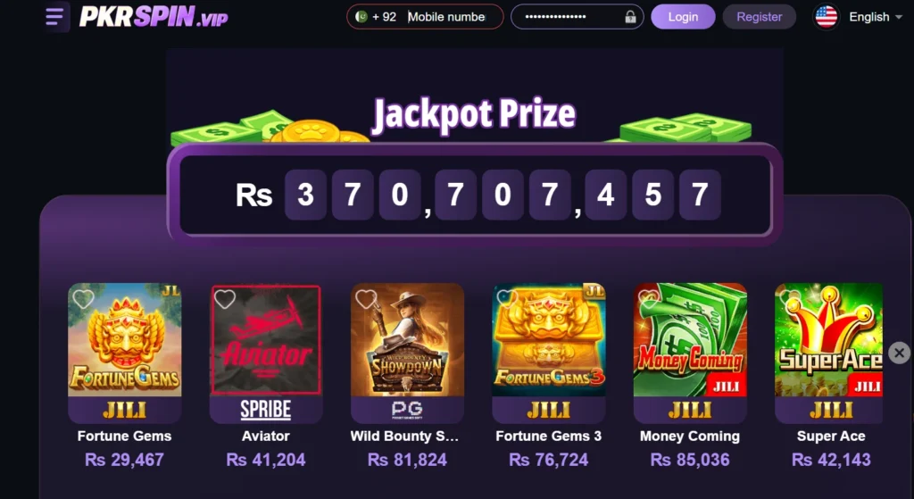 jackpot and game categories in pkrspin game
