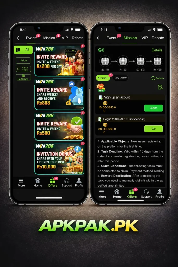 reward and mission in win786 game