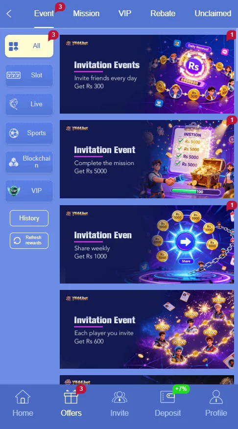 y444bet game reward center