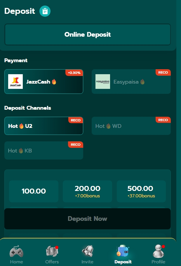 1ppp game deposit section